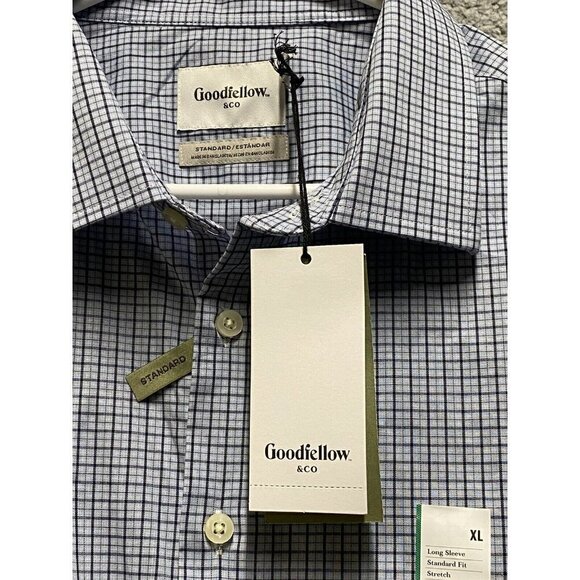 Men's Plaid Standard Fit Non Iron Blue Long Sleeve Button Down Shirt XL  New - Picture 3 of 10